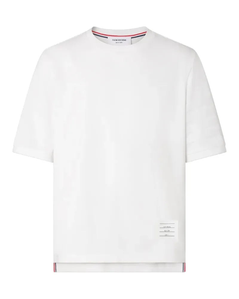 Thom Browne Jersey-T-Shirt mit Logo-Streifen - Weiß Weiß