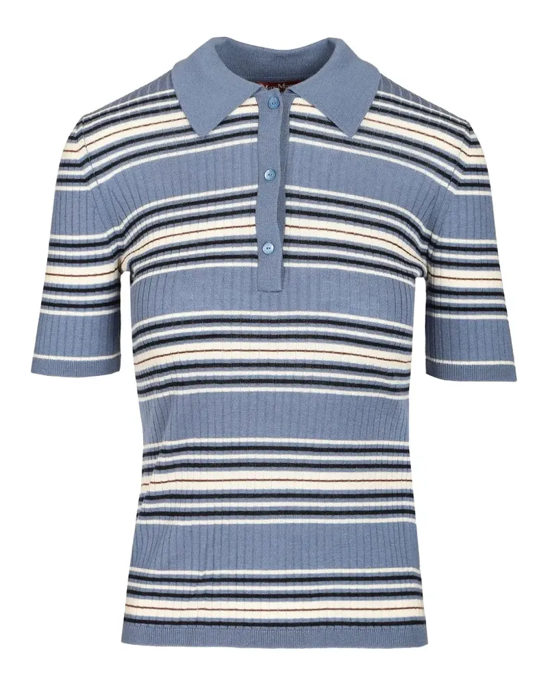 Max Mara Tallero striped-knit polo shirt - Blau Blau