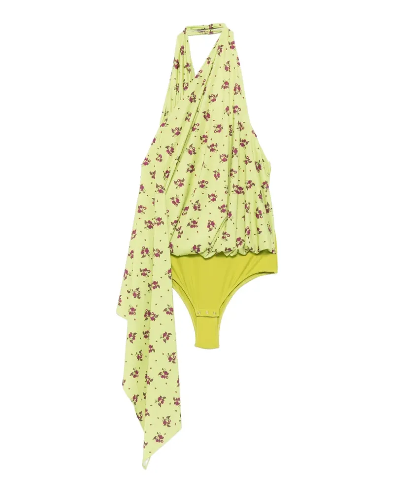 COPERNI draped floral-print bodysuit - Grün Grün