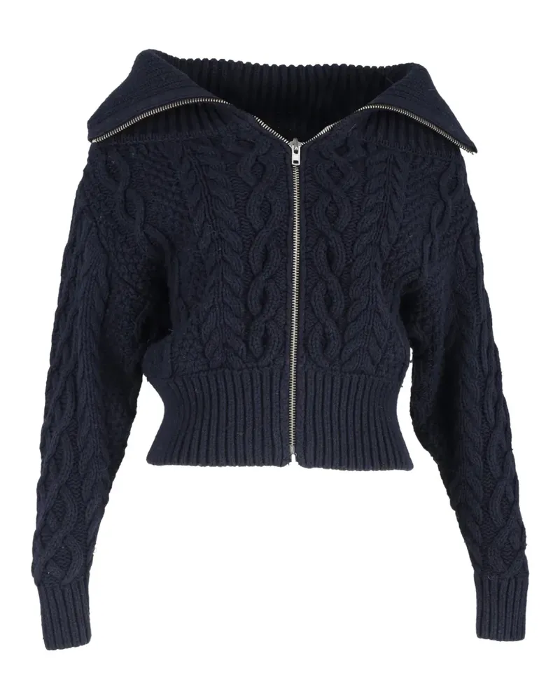Self-Portrait cable-knit cropped cardigan - Blau Blau