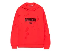 Hoodie in Distressed-Optik - Rot