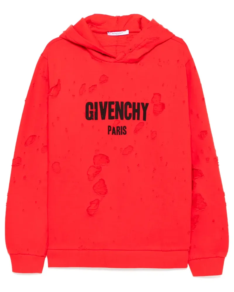 Givenchy Hoodie in Distressed-Optik - Rot Rot