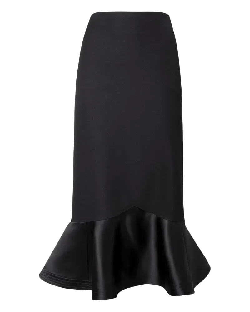 Fendi wool-silk satin-hem skirt - Schwarz Schwarz