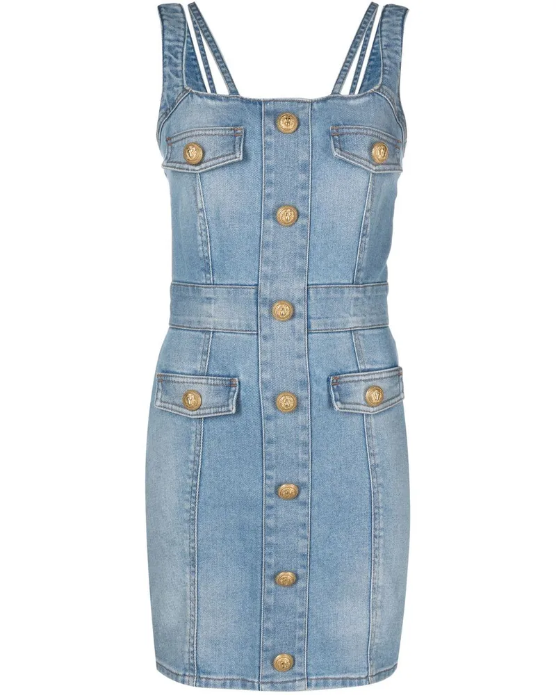 Balmain Ärmelloses Jeanskleid - Blau Blau