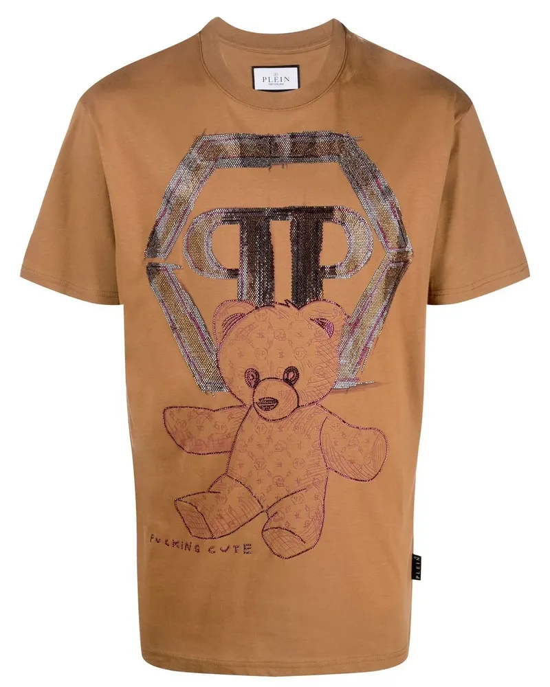 Philipp Plein T-Shirt mit Teddy-Print - Braun Braun