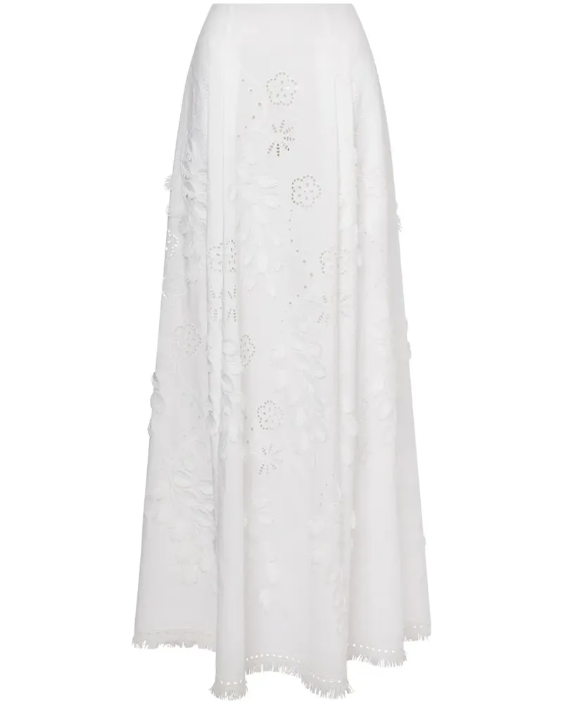 Alberta Ferretti Rock mit Blumenstickerei - Weiß Weiß