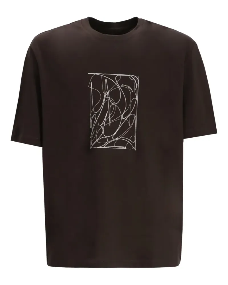 Armani Exchange T-Shirt mit grafischem Print - Braun Braun