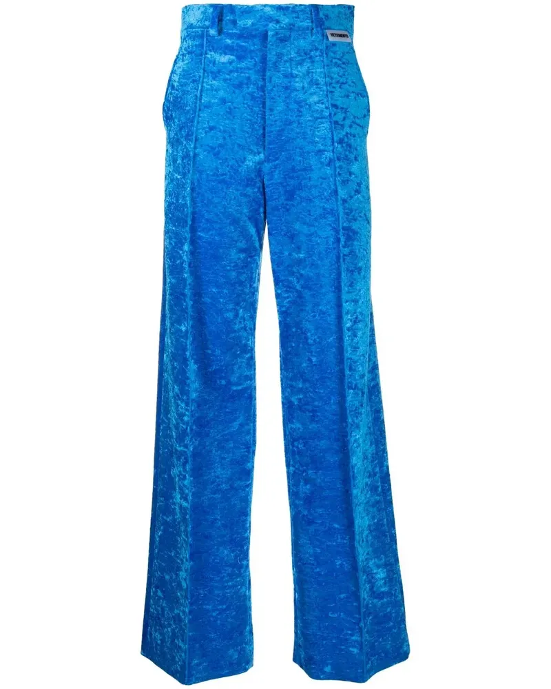 VETEMENTS High-Waist-Hose aus Samt - Blau Blau