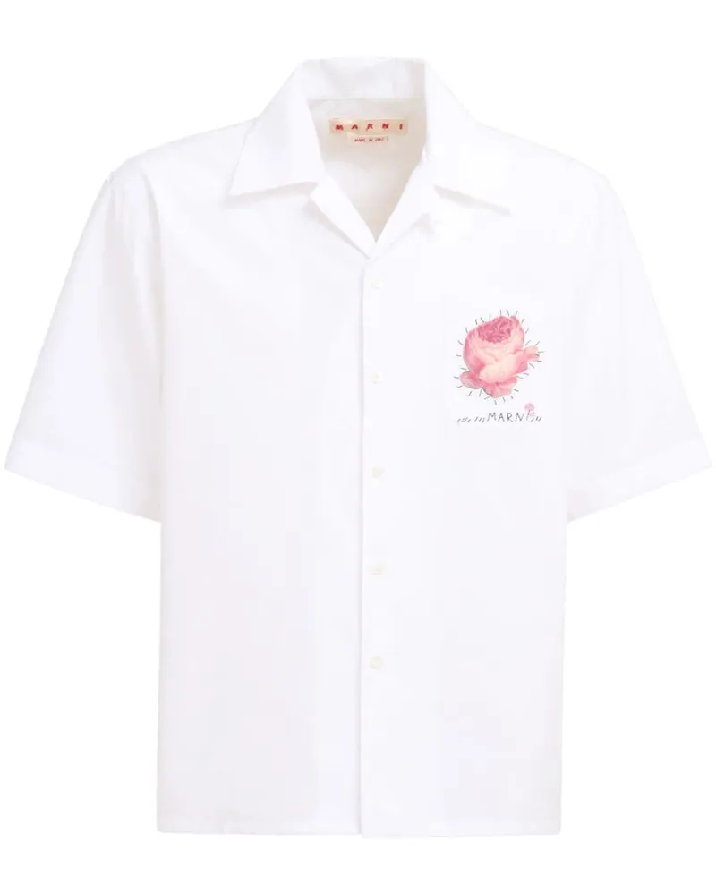 Marni Hemd mit Blumenapplikation - Weiß Weiß