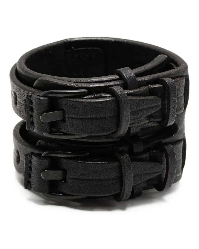 Julius Lederarmband mit doppeltem Gürtel - Schwarz Schwarz