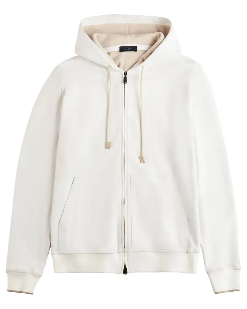 Fay Klassischer Hoodie Weiß
