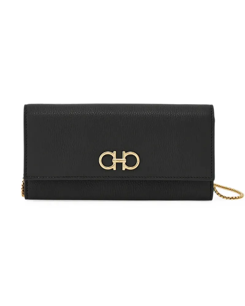 Ferragamo Gancini Portemonnaie aus gekörntem Leder - Schwarz Schwarz
