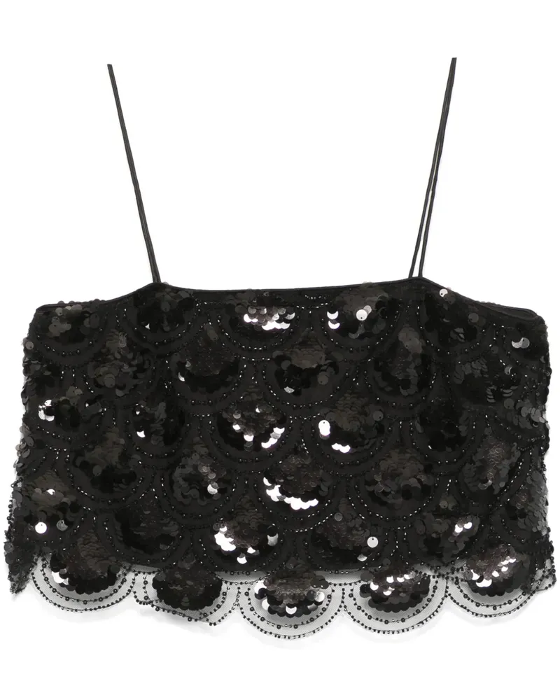 ROTATE Birger Christensen Cropped-Top mit Pailletten - Schwarz Schwarz