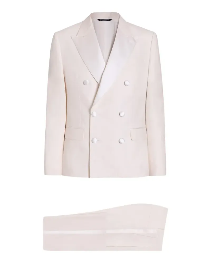 Dolce & Gabbana double-breasted suit in linen canvas - Nude Nude