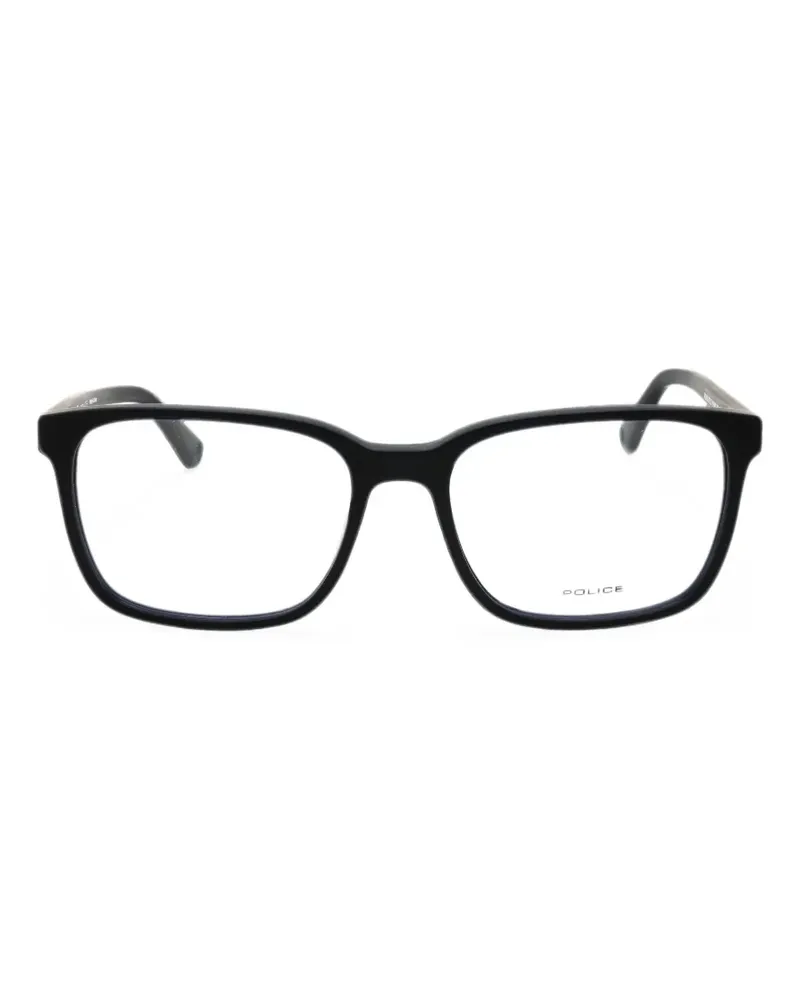 Police rectangle-frame glasses - Schwarz Schwarz