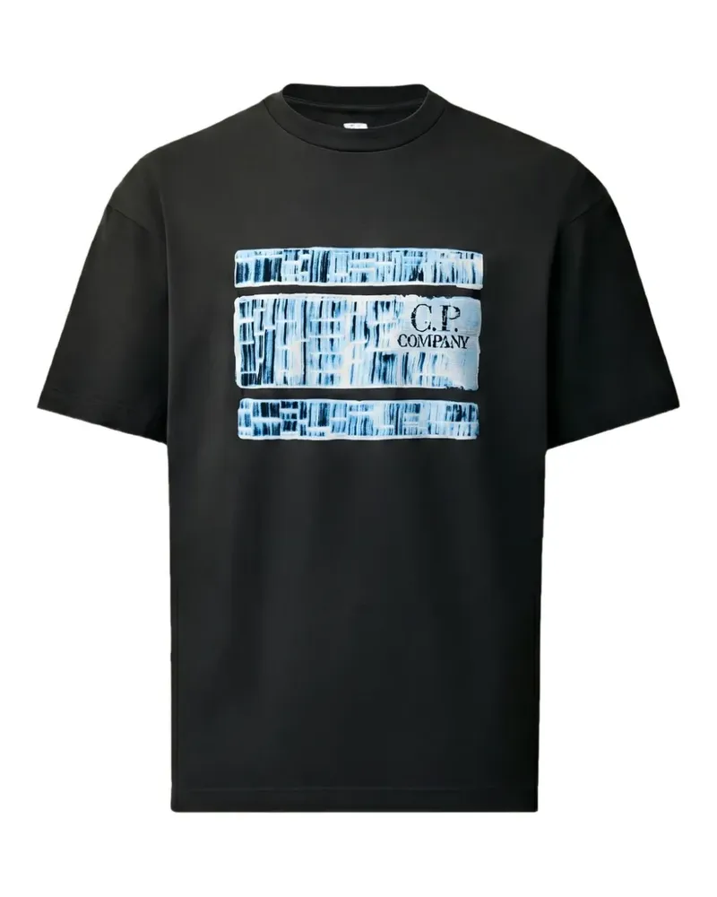 C.P. Company Kurzärmeliges 30/1 T-Shirt mit grafischem Print - Schwarz Schwarz