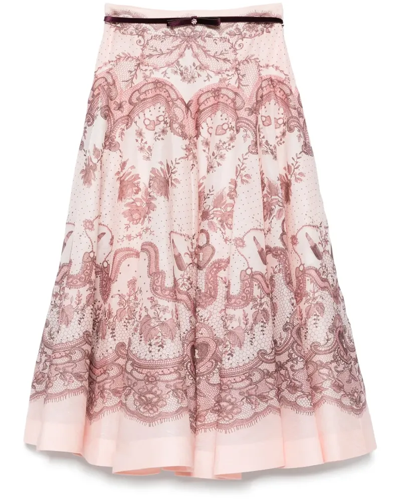 Zimmermann Ausgestellter Crush Midirock - Rosa Rosa