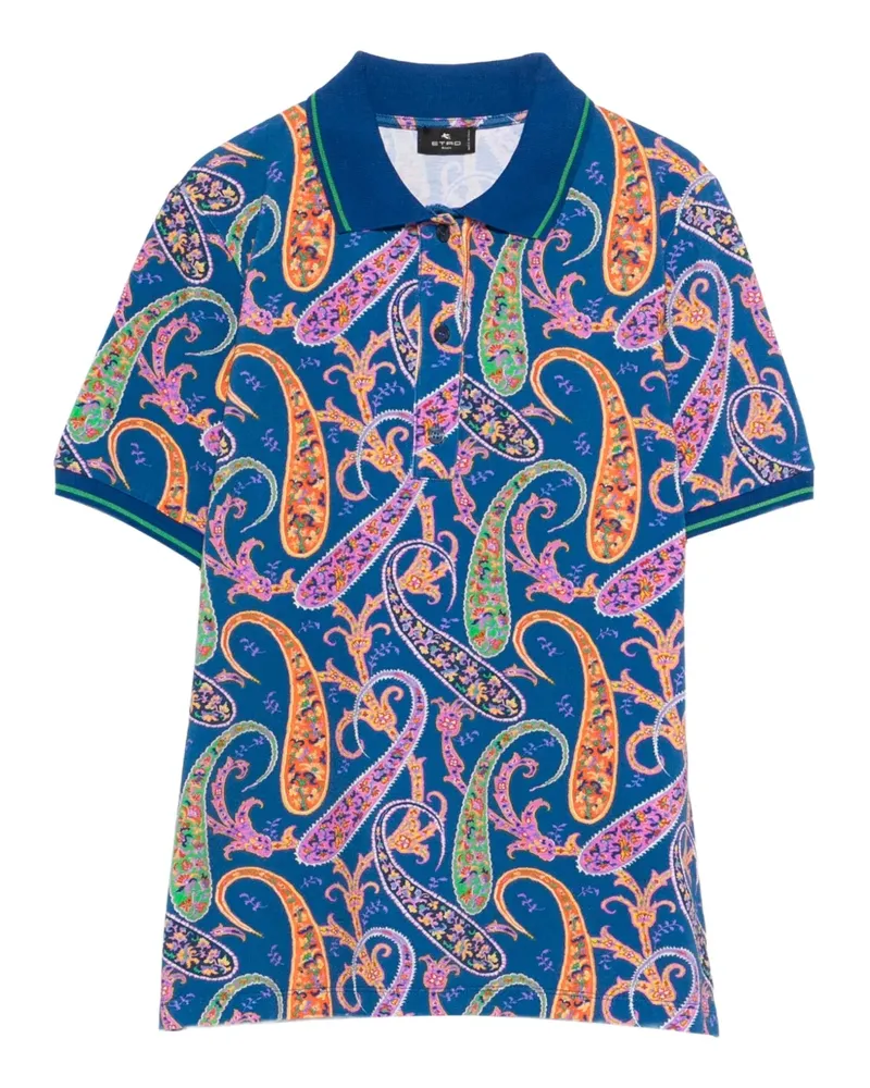 Etro paisley collared polo top - Blau Blau