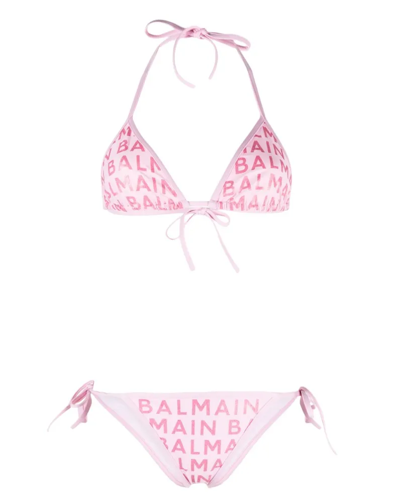 Balmain Bikini mit Logo-Print - Rosa Rosa
