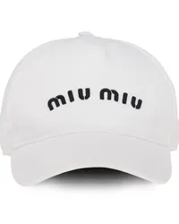 Miu Miu Baseballkappe mit Logo-Stickerei Weiß