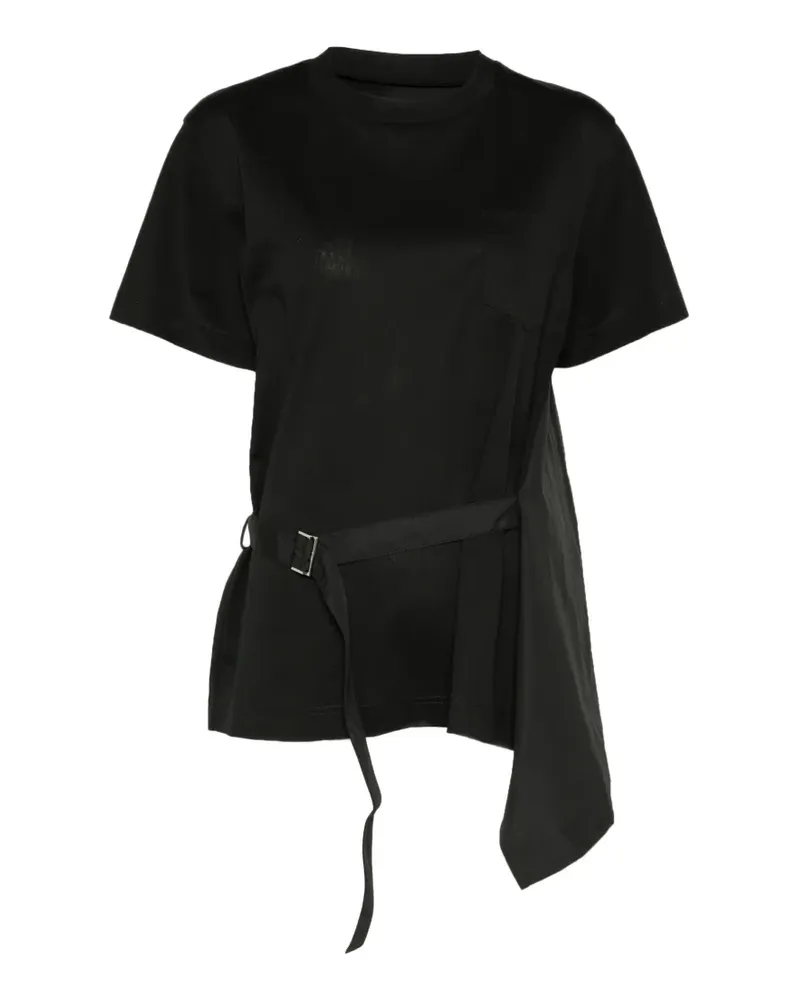 Sacai T-Shirt mit asymmetrischem Saum - Schwarz Schwarz
