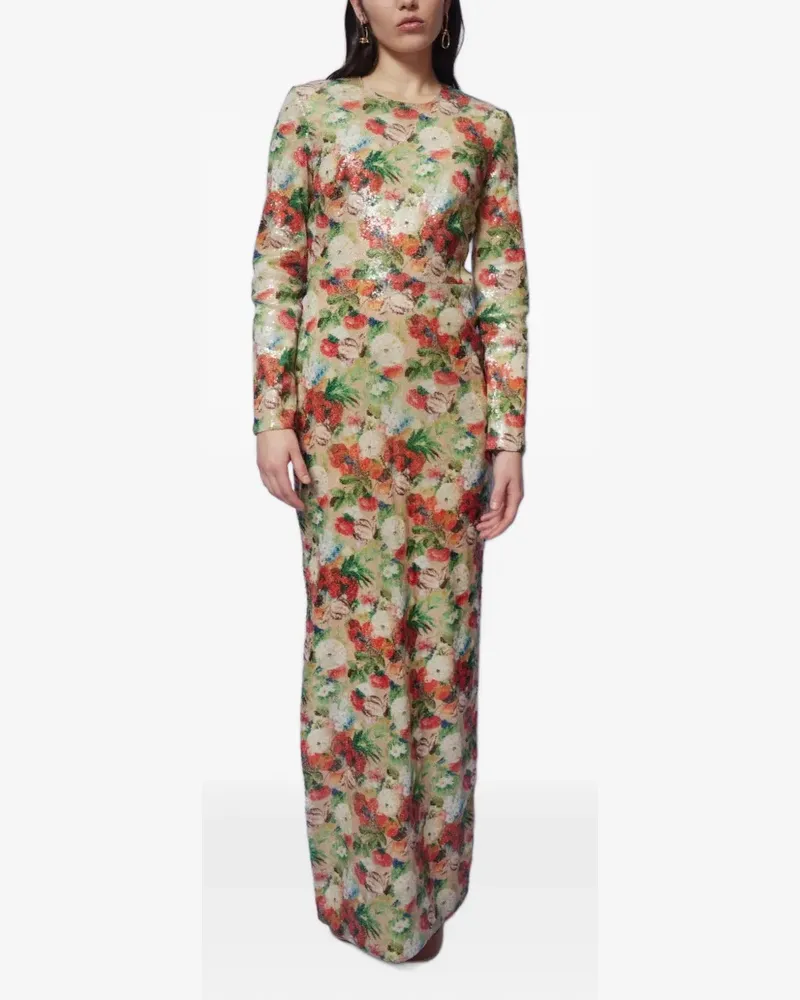 Rosetta Getty sequin-embellished floral-print gown - Nude Nude