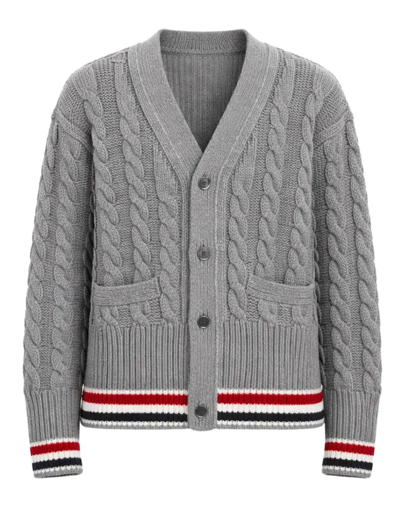 Thom Browne cable-knit stripe cardigan - Grau Grau