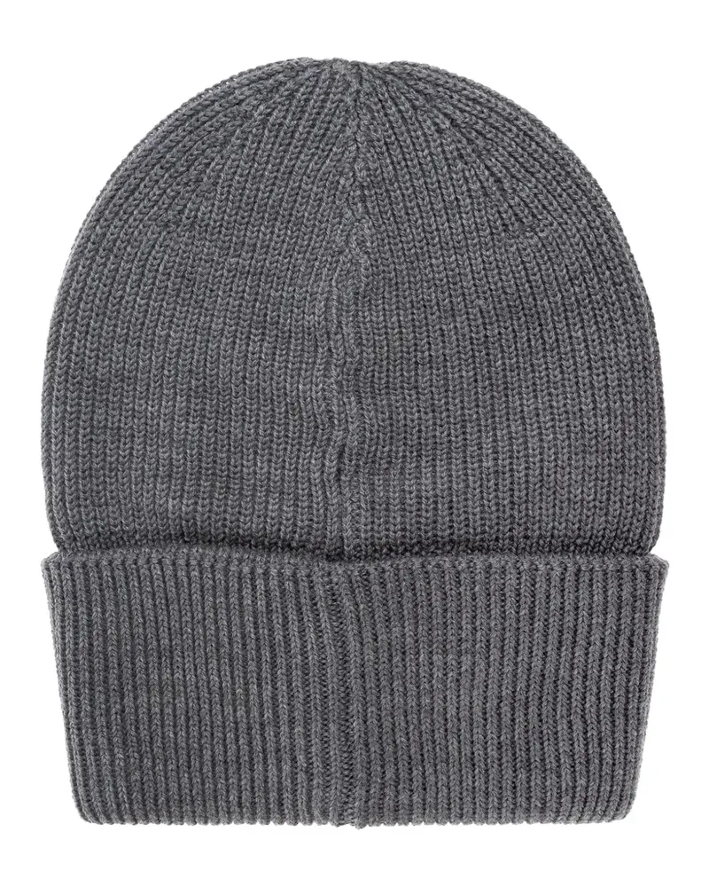 Dolce & Gabbana Gerippte Beanie mit Logo-Patch - Grau Grau