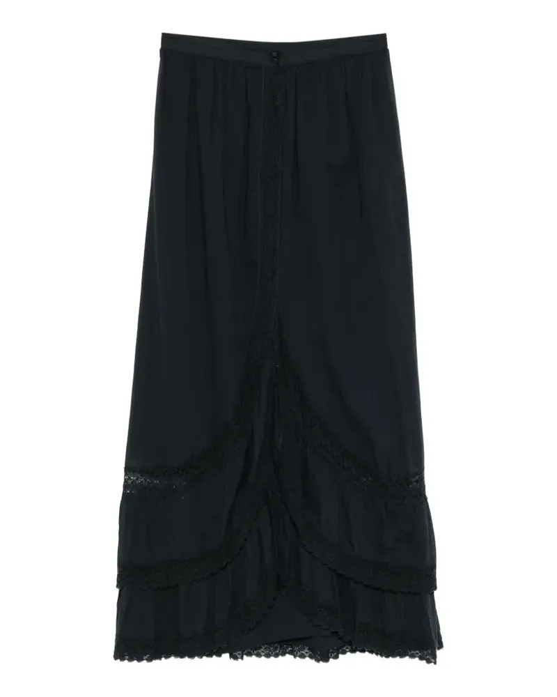 Twin-Set lace-trim maxi skirt - Schwarz Schwarz