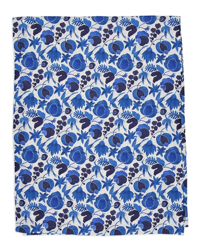 La DoubleJ Tischdecke mit Blumen- und Vogelprint - Blau Blau