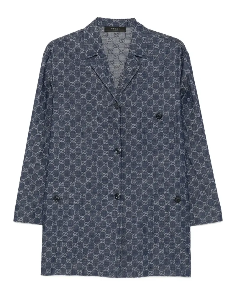 Gucci Jeansjacke mit GG-Jacquardmuster - Blau Blau