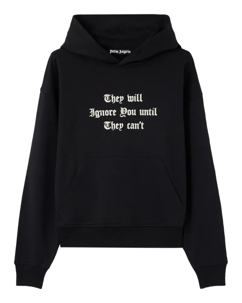 Palm Angels Känguru-Hoodie mit Text-Print - Schwarz Schwarz