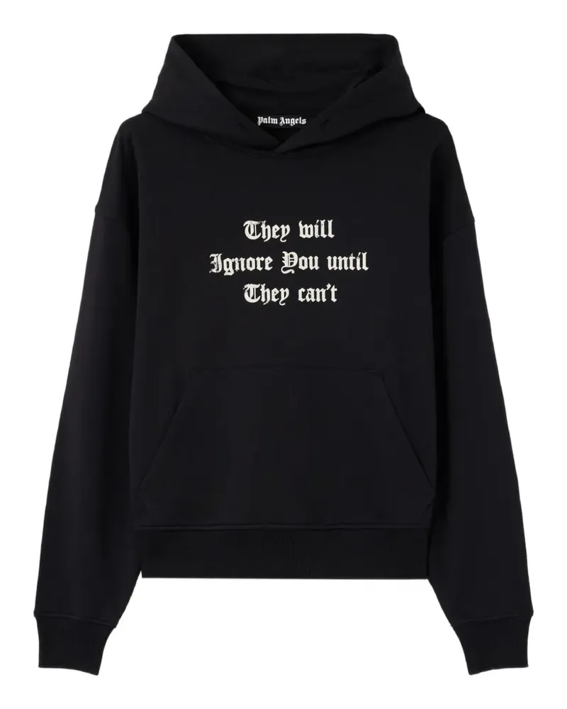 Palm Angels Känguru-Hoodie mit Text-Print - Schwarz Schwarz