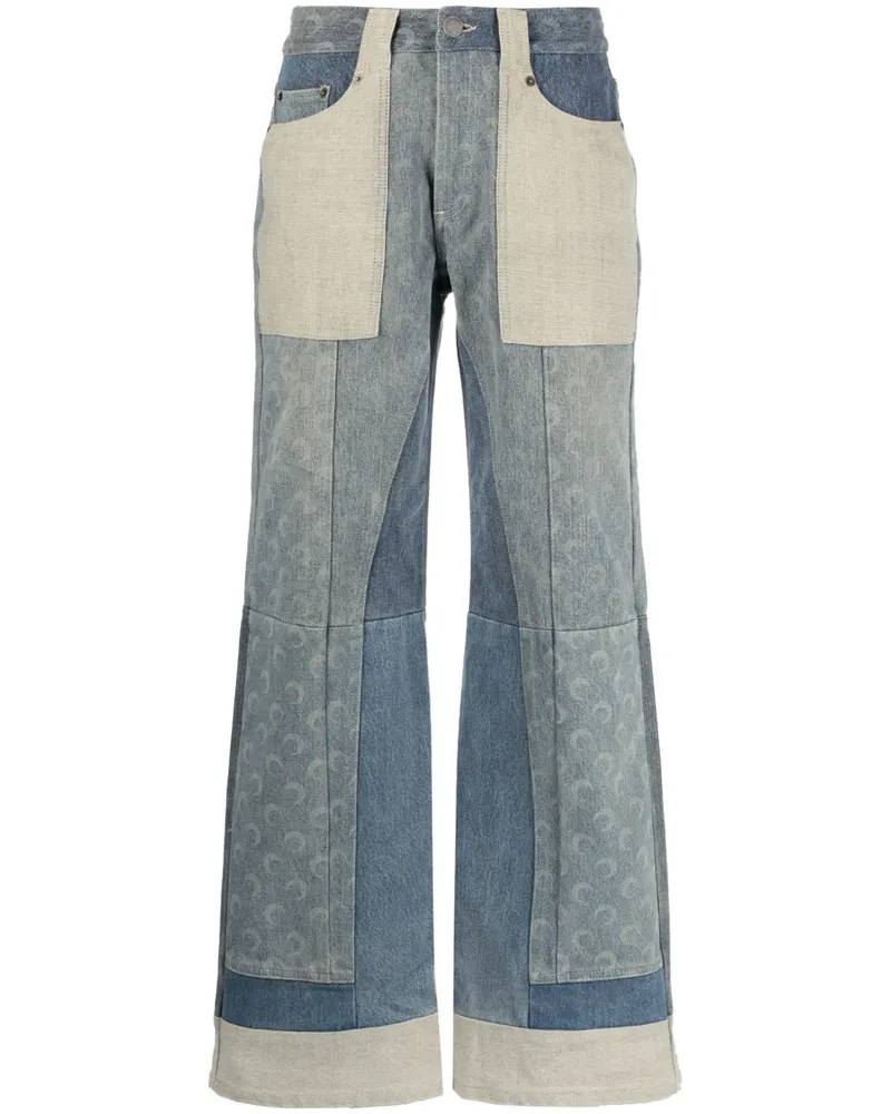Marine Serre Jeans mit weitem Bein - Blau Blau