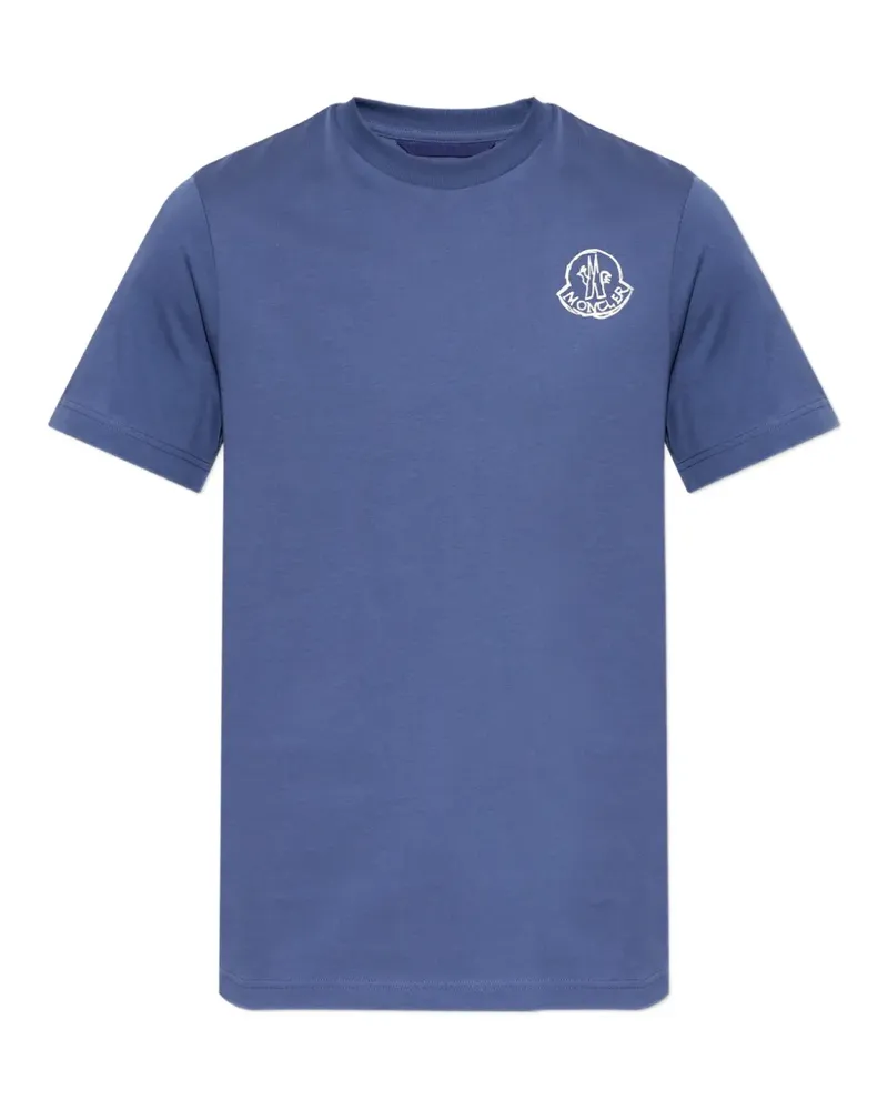 Moncler Kurzärmeliges T-Shirt mit Logo-Print - Blau Blau