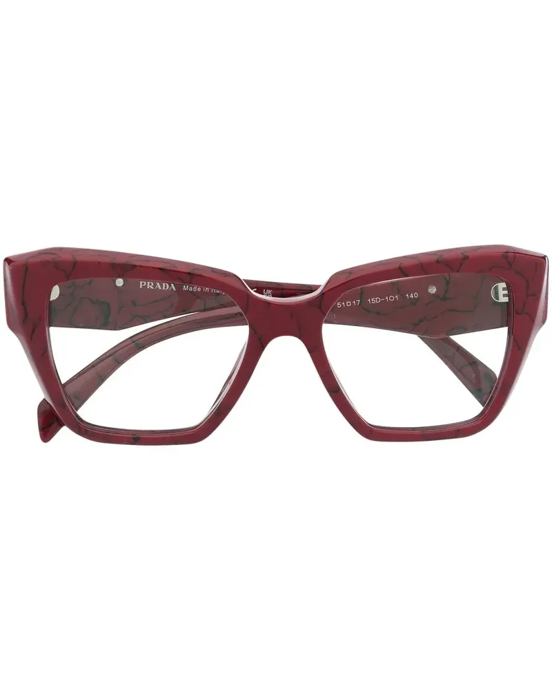 Prada Eckige Cat-Eye-Brille - Rot Rot