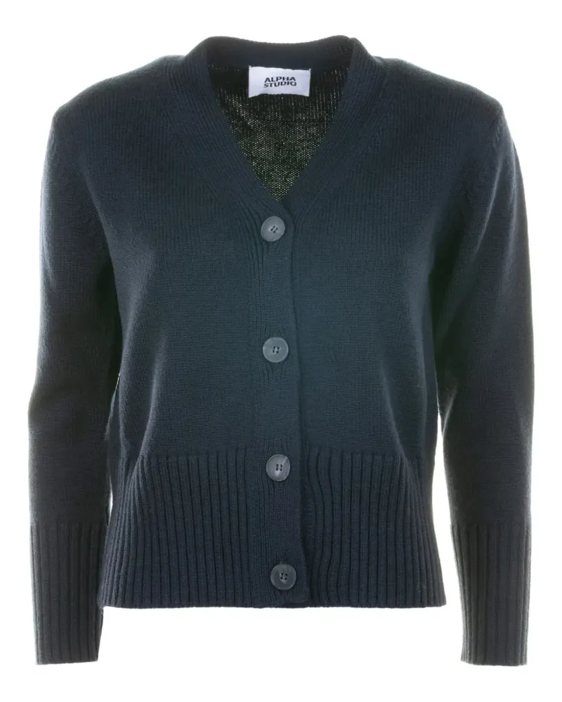 Alpha Studio Cardigan mit V-Ausschnitt - Blau Blau
