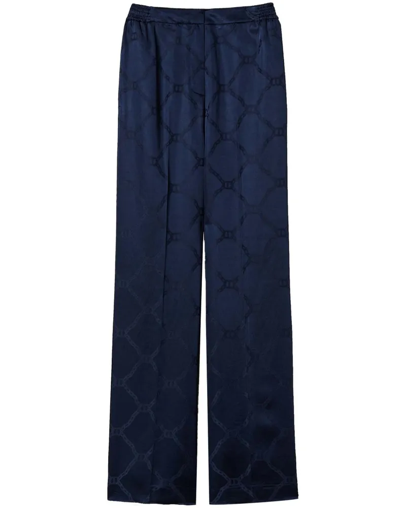 Twin-Set Palazzohose aus Oval T-Jacquard - Blau Blau