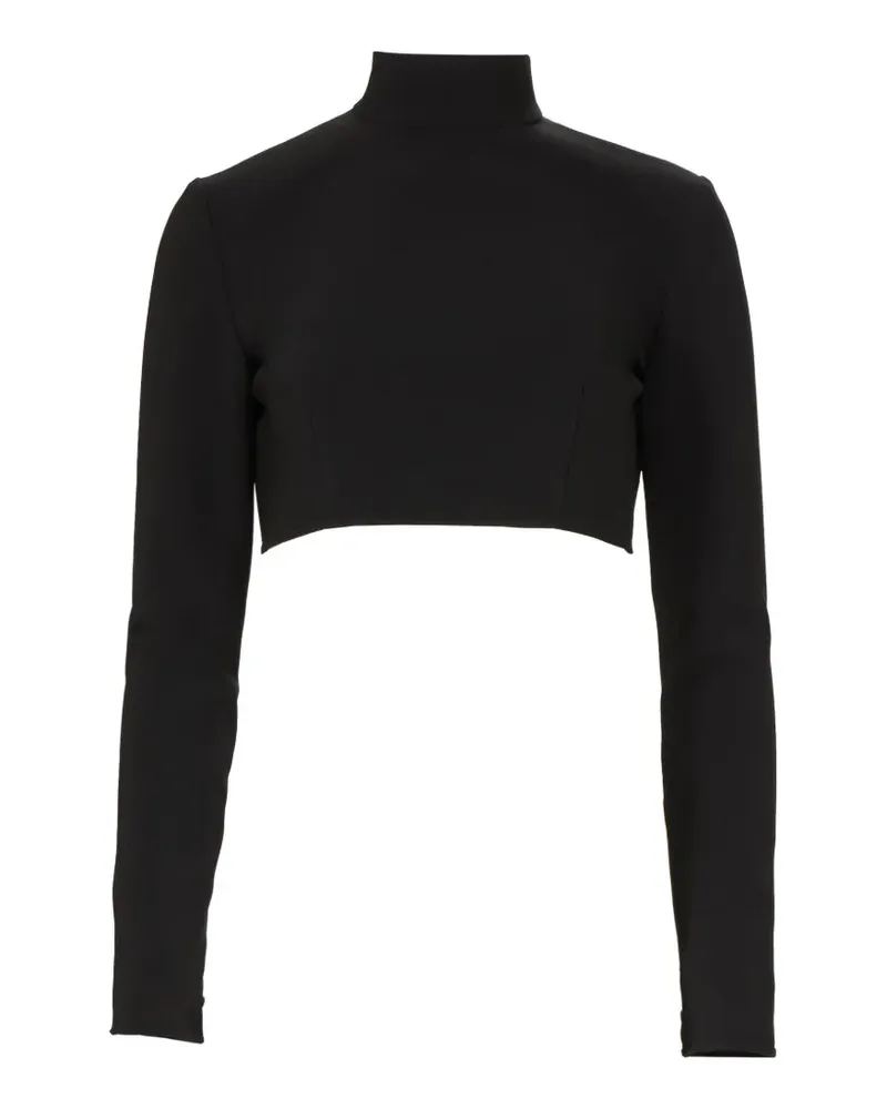 COSTARELLOS Nelle Cropped-Bluse mit Rollkragen - Schwarz Schwarz