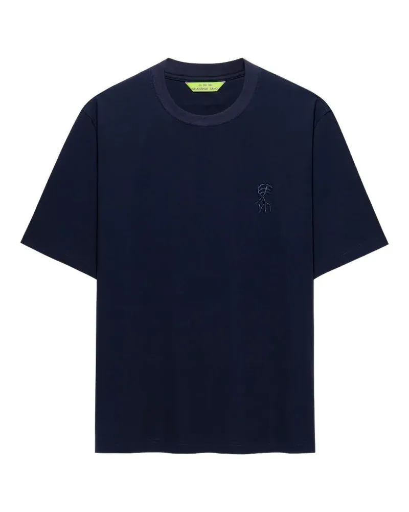 Shanghai Tang T-Shirt mit Logo-Stickerei - Blau Blau