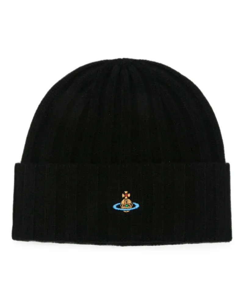 Vivienne Westwood Classic Orb-embroidered beanie hat - Schwarz Schwarz