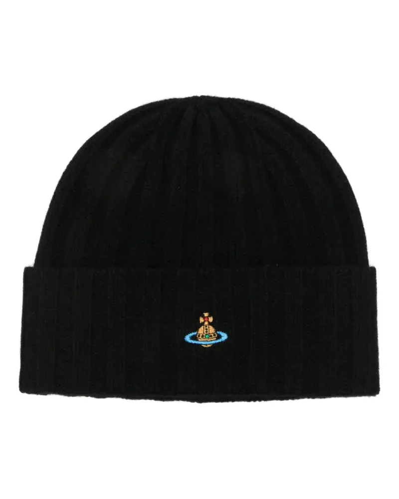 Vivienne Westwood Beanie mit Classic Orb Stickerei - Schwarz Schwarz