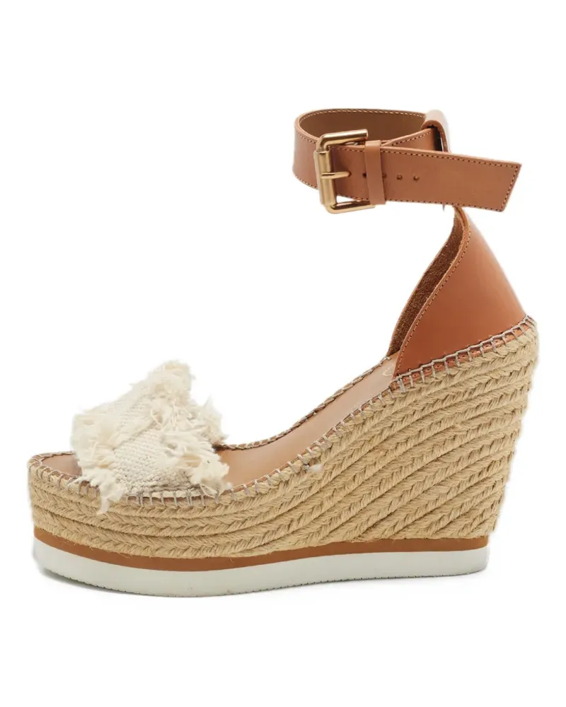 See by Chloé Glyn Wedge-Sandalen aus Leder - Nude Nude