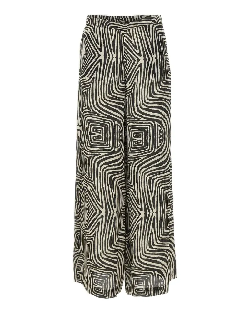 Elena Mirò abstract-pattern wide-leg trousers - Schwarz Schwarz