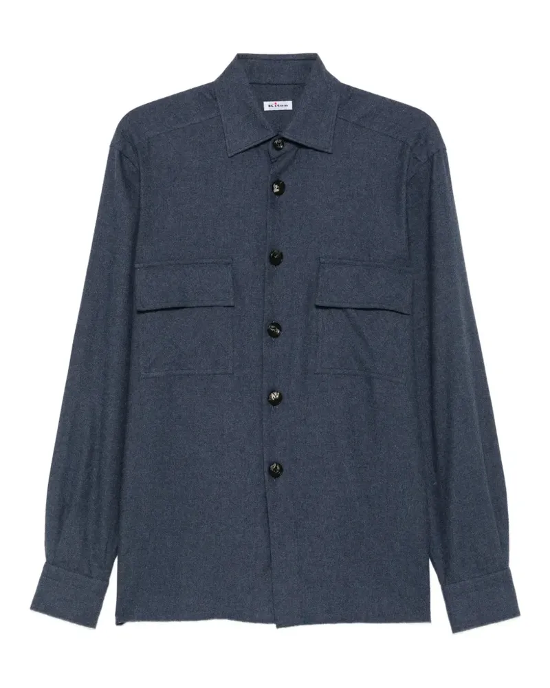 Kiton Button-down-Hemd mit Klappentasche - Blau Blau