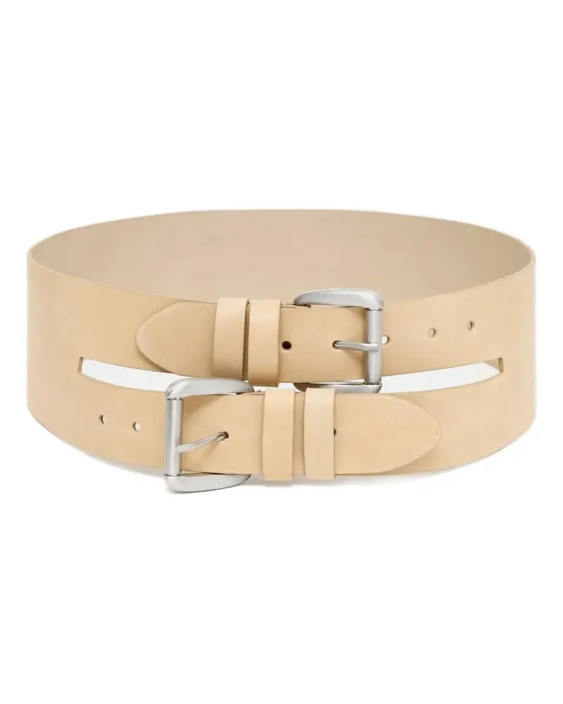 Paloma Wool Penelope double-buckle wide-strap belt - Nude Nude