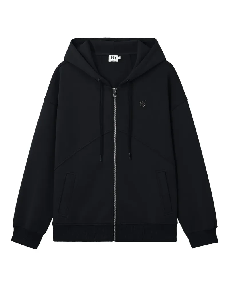 b+ab Kapuzenjacke mit Logo-Detail - Schwarz Schwarz