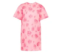 T-Shirtkleid mit Rosen-Print - Pink