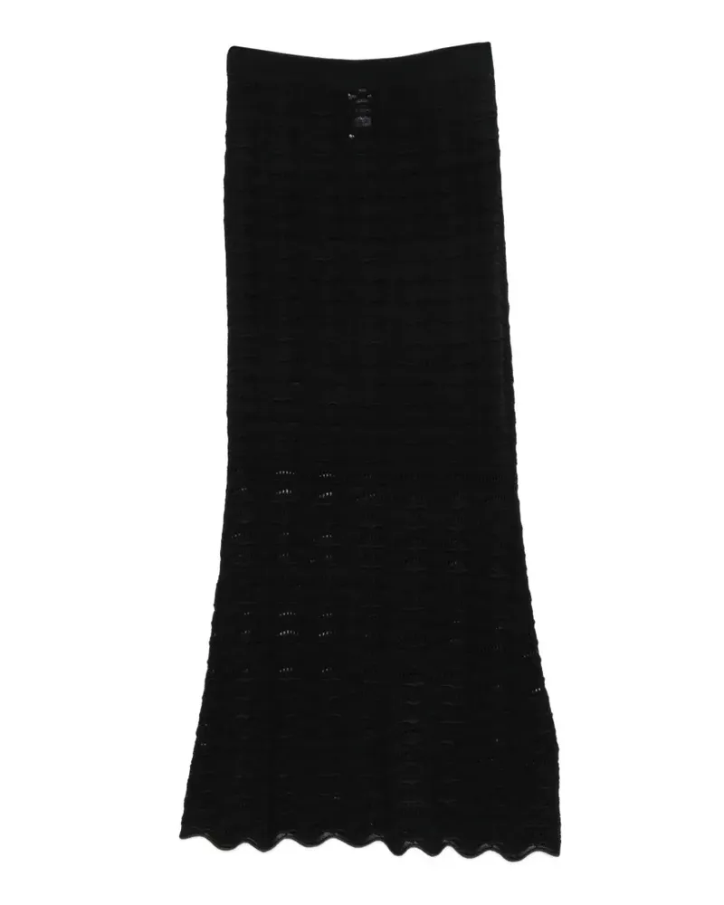 D.EXTERIOR crochet-knit scalloped-edge maxi skirt - Schwarz Schwarz