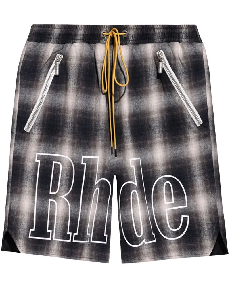 RHUDE Karierte Sport-Shorts - Schwarz Schwarz